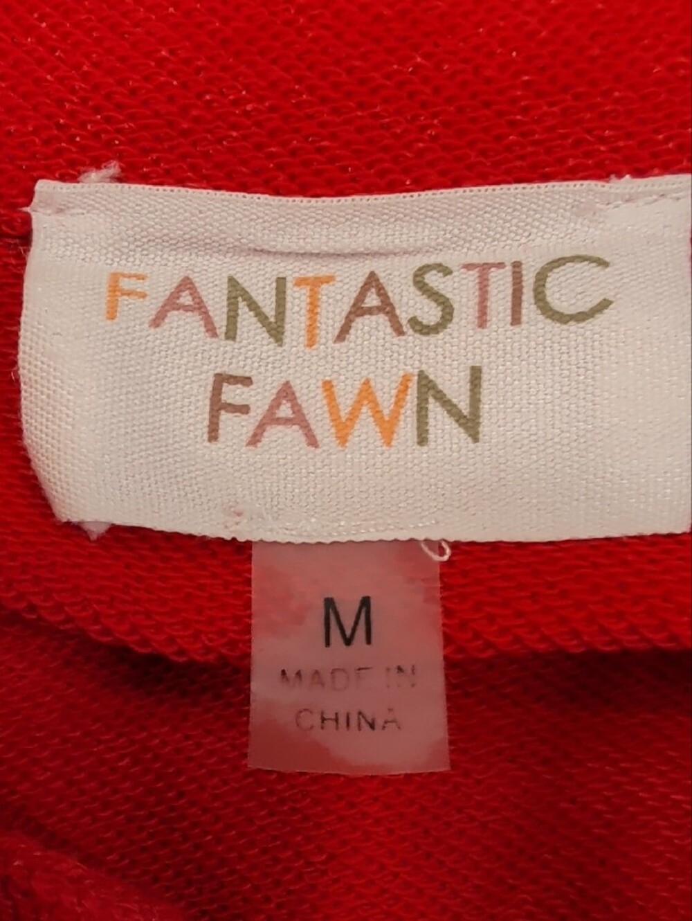 Fantastic Fawn Red Oversized Utility Jacket Size M 100% Cotton Button Front - Picture 4 of 6